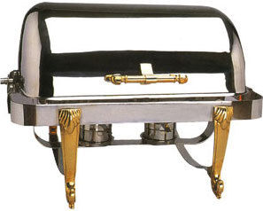 Roll Top Brass Leg Rectangular Chafing Dishes