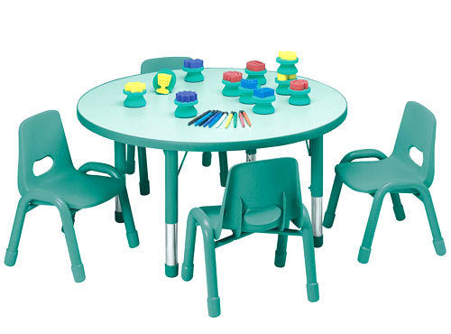  कुर्सियों के साथ स्कूल राउंड टेबल 