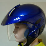 Half Face Helmet - Adjustable Visor, Retention Harness | Built-in Surround Sound System, Multi-Vent Design