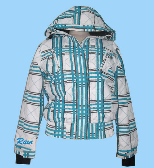 White With Blue Stripe Women SKI Wear