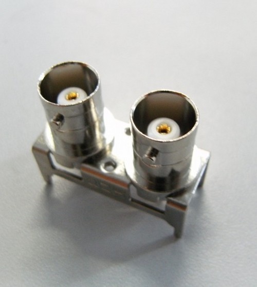 BNC Connector - Brass Plated Terminals, Poly Formaldehyde Housing, Iron Outer Shell, 2~15 Poles, -25Â°C to 85Â°C Temperature Range, 800V Withstand Voltage, 2A Voltage Rating, 30#~24 AWG Compatibility, Up to 1000Î© Insulation Resistance