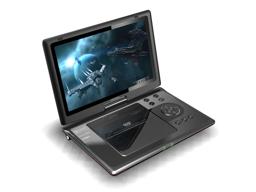 9" LCD Portable DVD Player with DVBT Receiver, Black Plastic, Rechargeable Battery, Multi-Format, Anti-Skip, Parental Lock