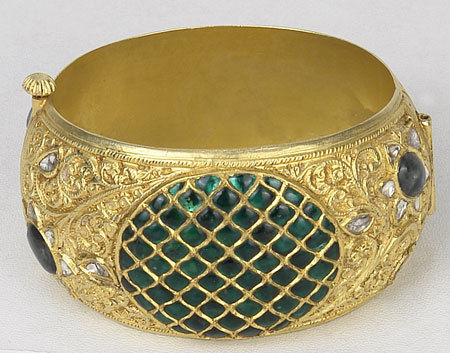 Emerald And Enamel Bangle