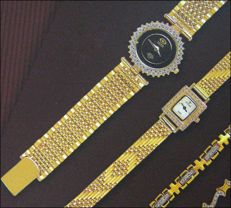 Diamond Studded Gold Watch