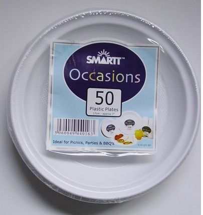 Disposable Plastic Plate - HIPS Material, 17cm Diameter, White Color | Customizable, Easy Clean-Up, Ideal for Restaurants and Parties