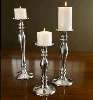 Set Of 3 Shiny Polish Candle Stand