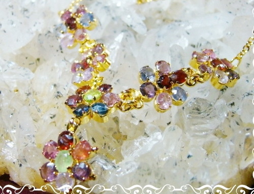 Multi-Stone Flower Garnet Necklace By Gemstone Factory