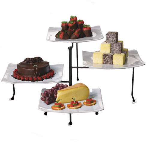 Square Platters With Iron Stands