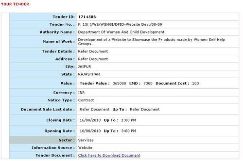 Tender Information Web Development Service