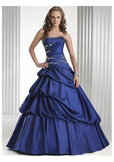 Taffeta Beaded Straight Neckline With a Line Asymmetrical Pick Up Floor Length Skirt