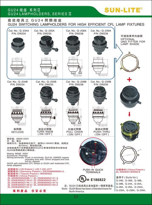 GU24 Switching Lampholders