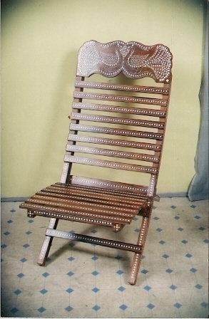 Wooden Inlaid Garden Chair Folding