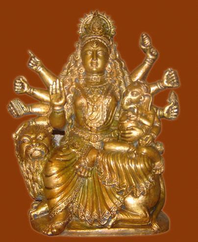 Durga-Ganesha On Lion Sculpture