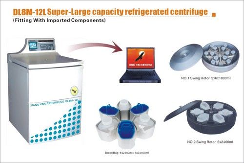 Large Capacity Refrigerated Centrifuge - 12L Max Capacity, 4600rpm Max Speed | Precision Control with Microprocessor Technology, Silent Operation Below 65dB