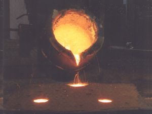 Pouring Of Metal To Mould