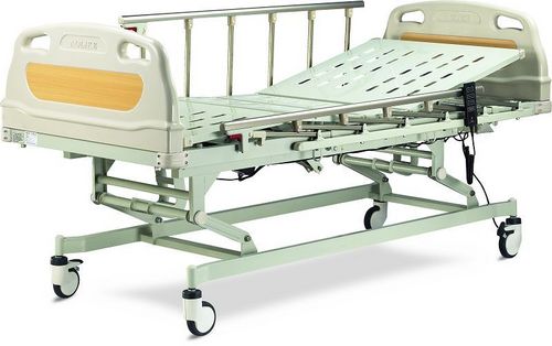 Three Function Electric Hospital Bed - Cold Steel Plate, L2130×W980×H450/700mm | Anti-Rust, 280 Kg Load Capacity, Adjustable Height, Battery Backup