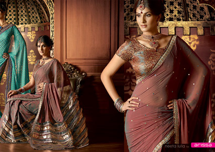 Chiffon Pre-Pleated Saree By Meenal's Indian Fashions