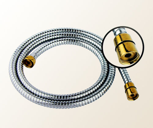 Chrome Plated Double Lock Shower Hose With Golden Nut