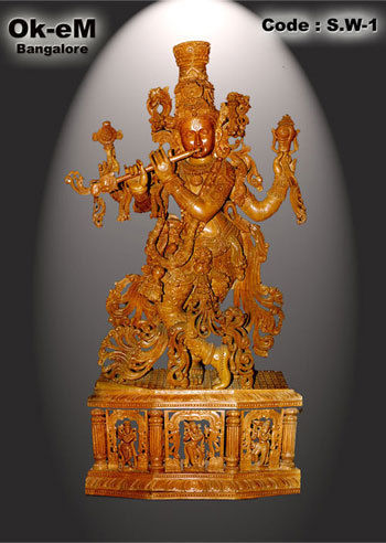 Sandalwood Krishna Statue