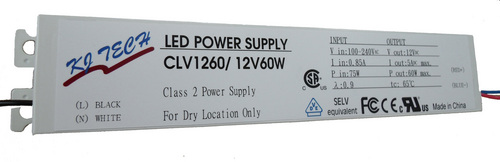 Led Power Supply Kj-Tech CLV12/60 - 240x43x30 mm, 12V 60W, Universal Input 100-240V, Green Product, FCC CE RoHS Compliant