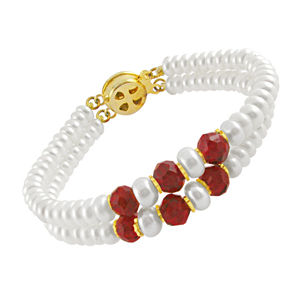 White And Maroon Pearl Bracelets