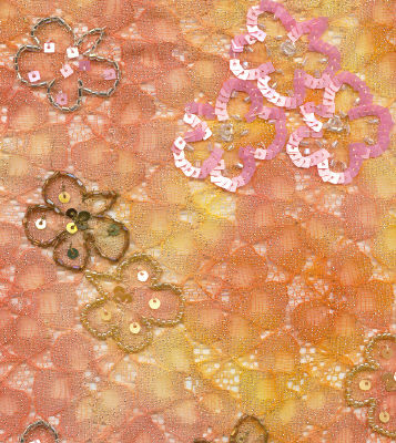 Floral Net Fabric With Light Embroidery