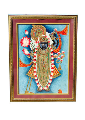 Shree Nath Ji On Woodply Painting