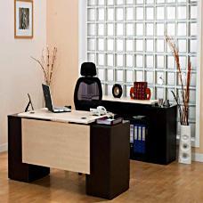 Executive Desk And Back Unit With Round Edges