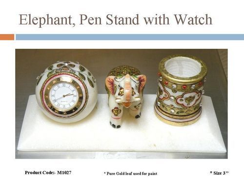 Elephant, Pen Stand With Watch