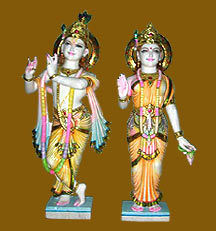 Multicolor Marble Radha Krishana Statue
