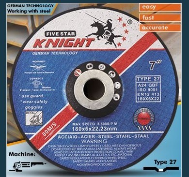 thumbnail image 2 of Benchmark Abrasives 4.5" X 1/4" X 7/8" Type 27 Depressed Center Grinding Wheels – 100 Pack, Professional Grade 2 of 4