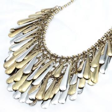 Fashion Luxurious Two Tone Leaf Shape Fringe Alloy Necklace-x0285r Jewelry