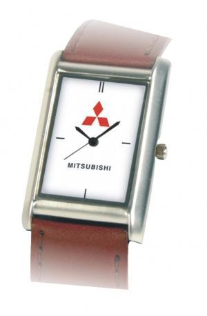 Rectangular Long Wrist Watch With Leather Strap