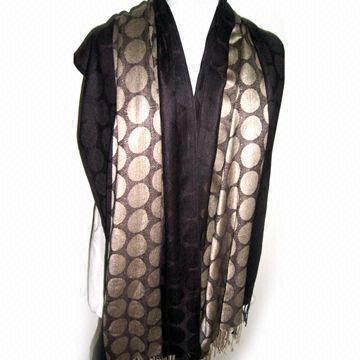 Rayon Circle Design Stole With Self Twisted Fringe