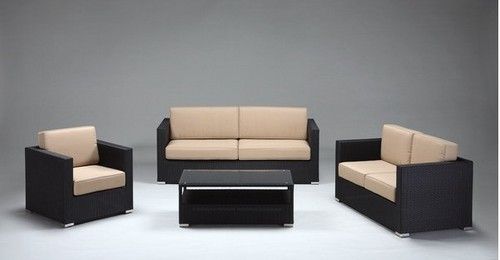 Rattan Sofa Set - Rattan with Aluminium Frame, Waterproof Sponge Cushions | Customizable Colors, UV and Weather Resistant, Stylish Design