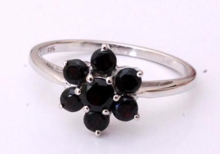 Black Garnet Elegant Silver Rings