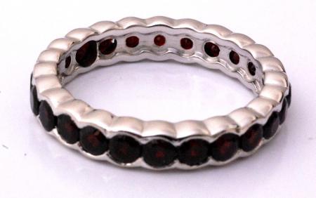 Black Garnet Silver Finger Bands - Silver Black Garnet Pave Setting | Elegant Stylish Durable Eye-Catching Design