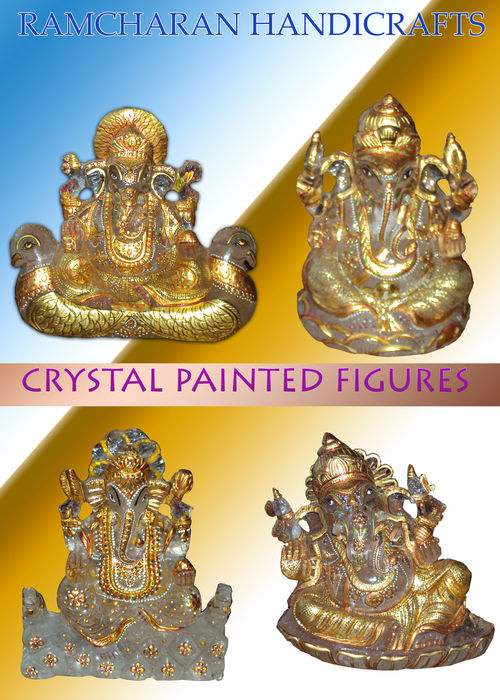 Gem Stone Lord Ganesha With Gold Work