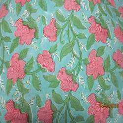 Pink Floral Blue Colour Rapait Print Fabrics