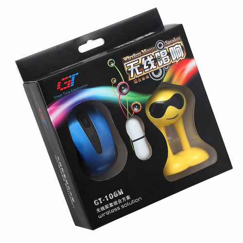 Wireless Mouse and Speakers GT-106M - ABS, 107x58x50mm, Blue, 2W Speaker, 1000DPI Optical Mouse, Wireless Freedom