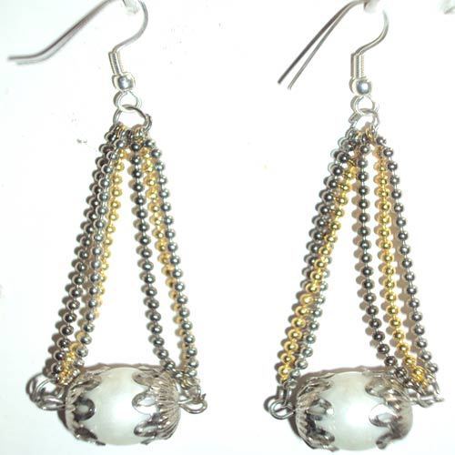 Gold And Silver Seed Beaded Earrings