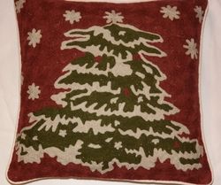 Christmas Tree Embroidered Pillow Cover