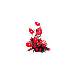 Red Anthorium And Red Carnation Basket