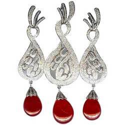 Diamond and Ruby Pendant Set