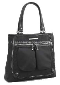 Black Leather Two Pocket Ladies Bag