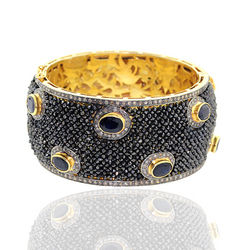 Black Designer Gold Wrist Band Wedding Bangle