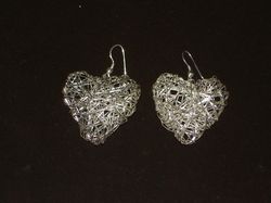 Silver Earings Heart Shape