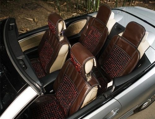 Car Seat Cover (Leather And Wooden Beads)