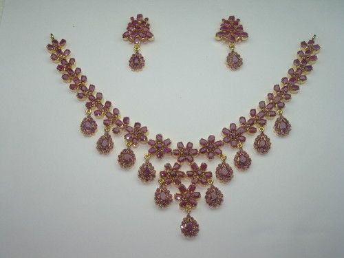 Precious Stone Silver Necklace Set