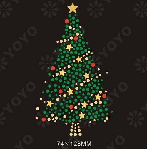 Hot Fix Rhinestone Motif Transfer Christmas